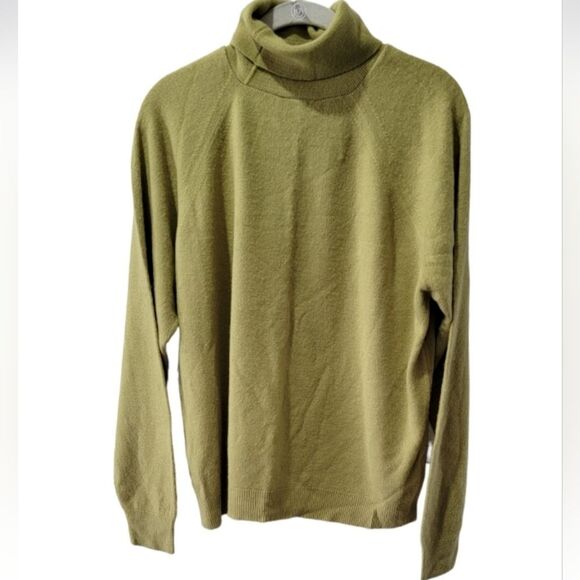 Green turtleneck sweater Lord&Taylor Acrylic made USA size 44 size 16 Size L - Picture 2 of 8